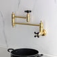 Kingston Brass KS3103PKX Duchess Wall Mount Pot Filler Faucet, Antique Brass with black porcelain handles