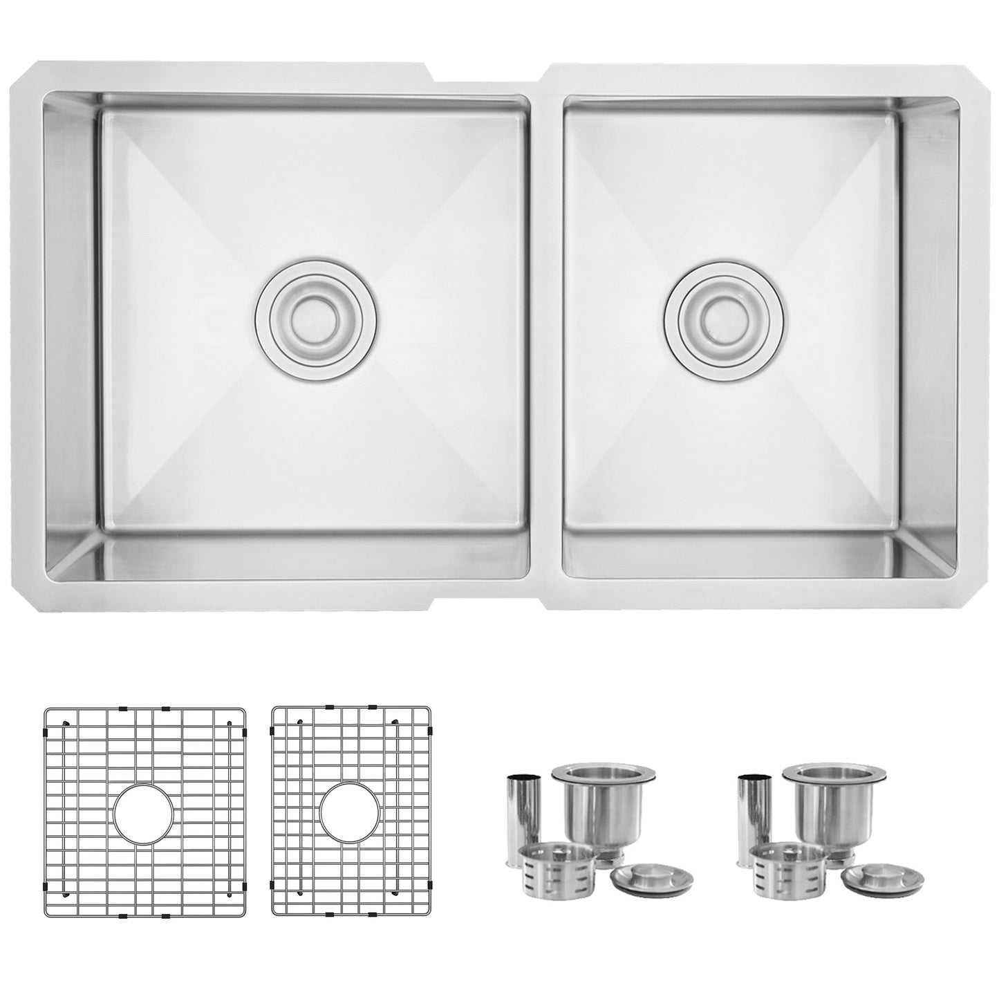 Stylish S-322XG 33" Undermount 60/40 Double Bowl Kitchen Sink