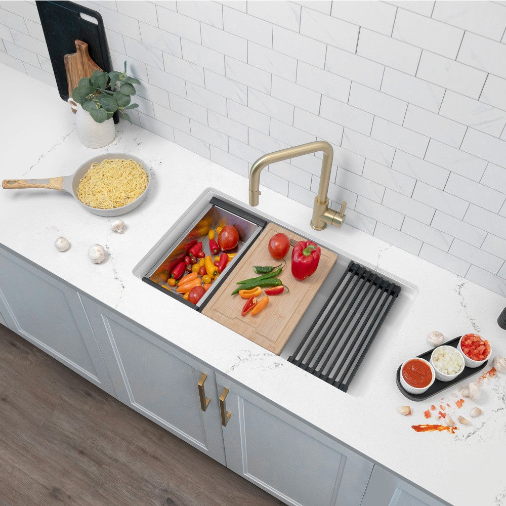 Stylish 32" Composite Granite Workstation Kitchen Sink