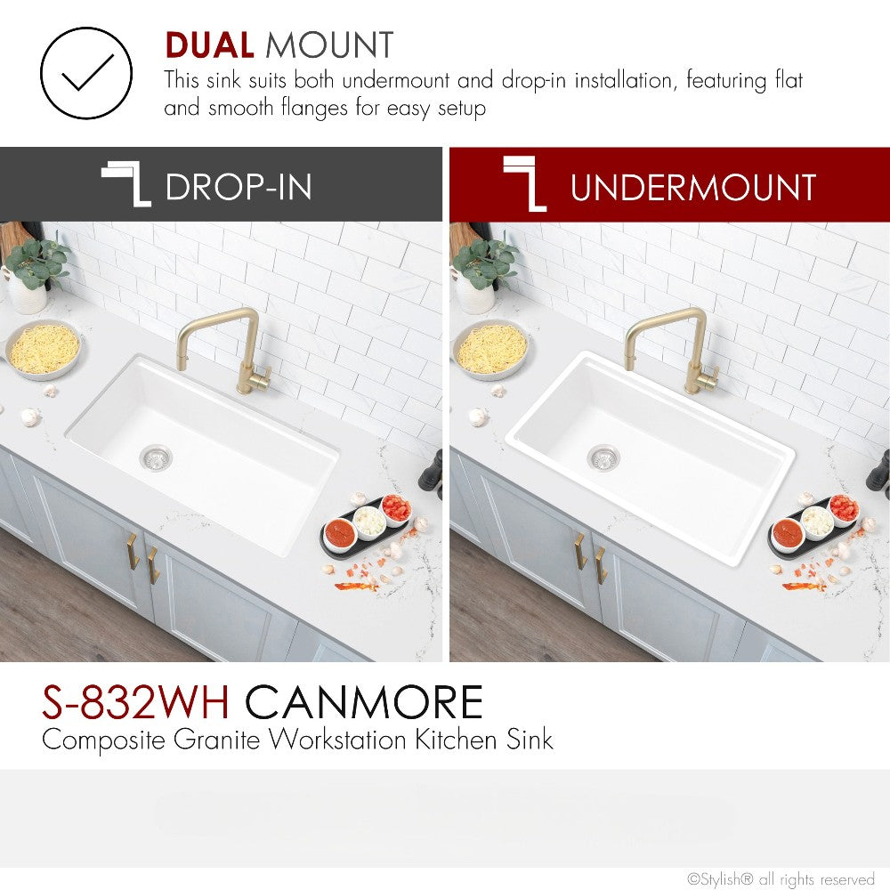 Stylish 32" Composite Granite Workstation Kitchen Sink