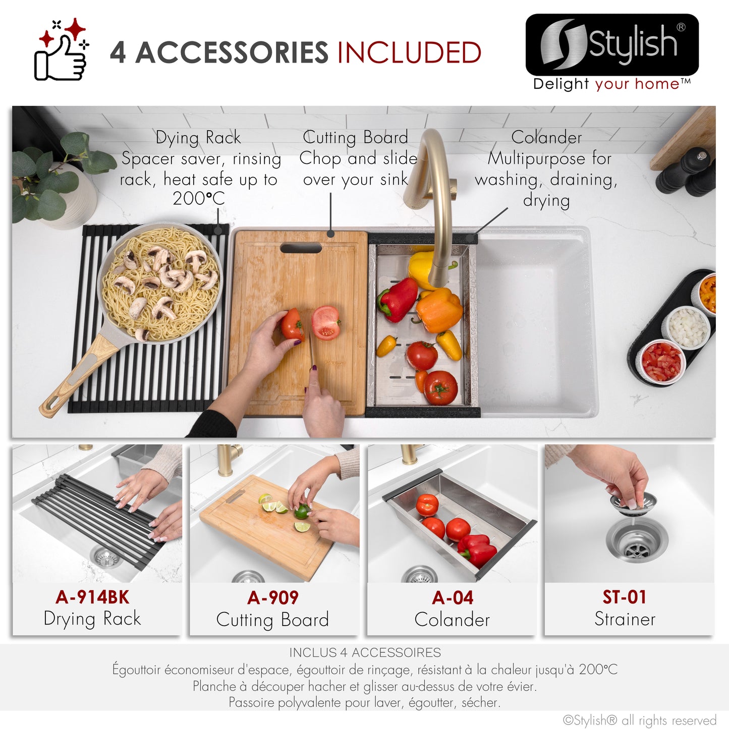 Stylish 32" Composite Granite Workstation Kitchen Sink