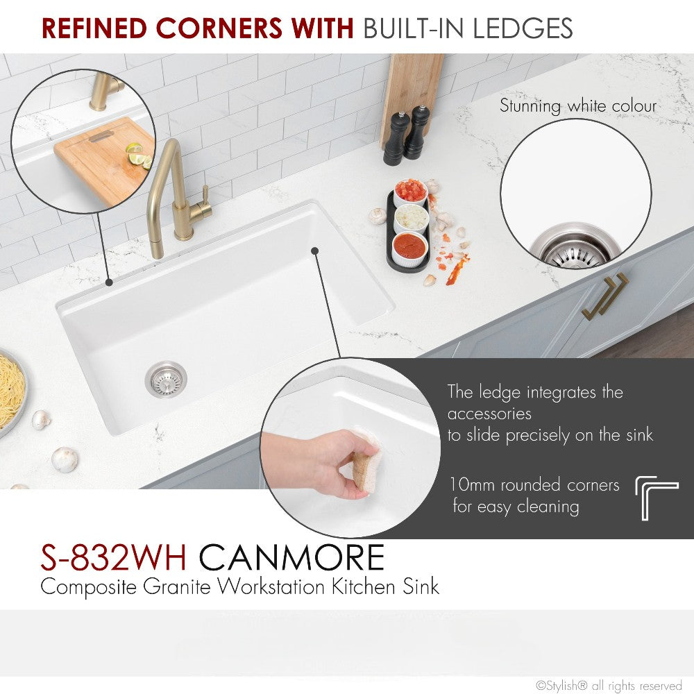 Stylish 32" Composite Granite Workstation Kitchen Sink