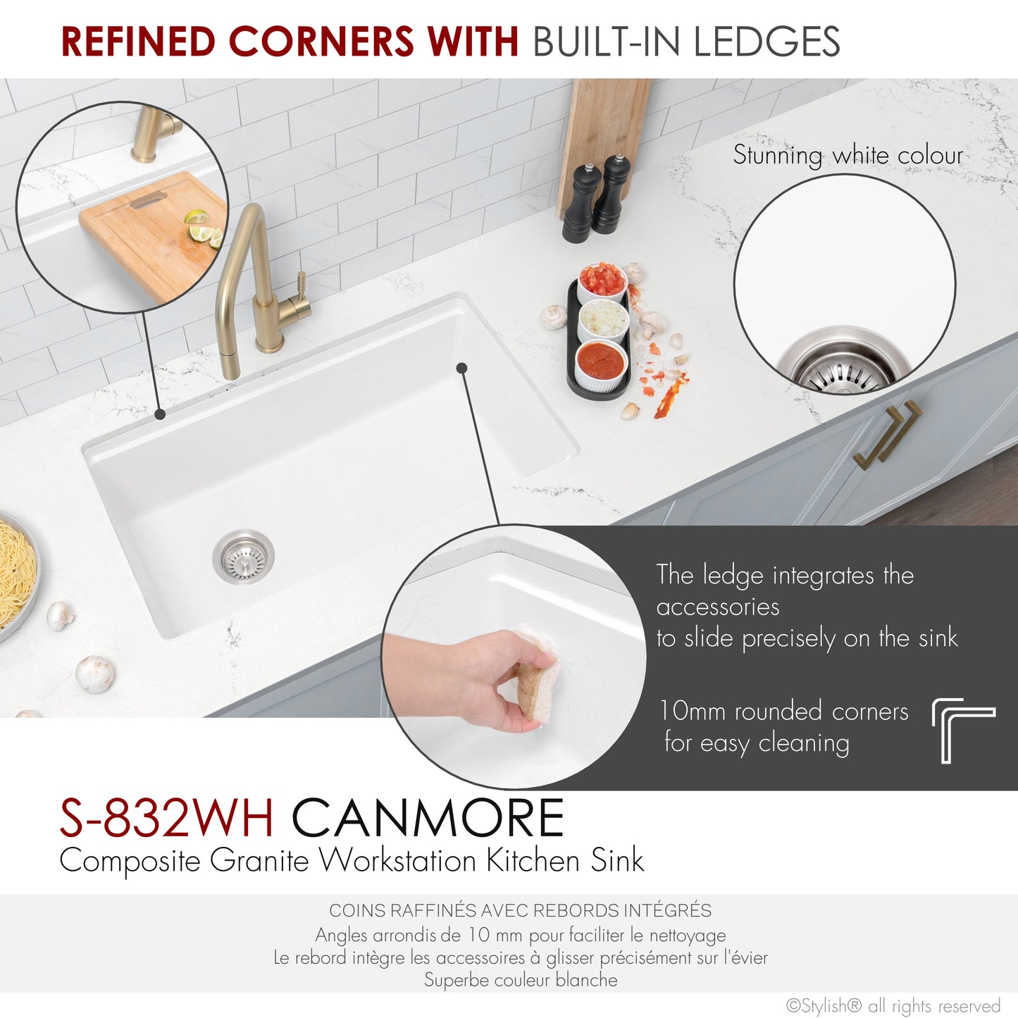 Stylish 32" Composite Granite Workstation Kitchen Sink