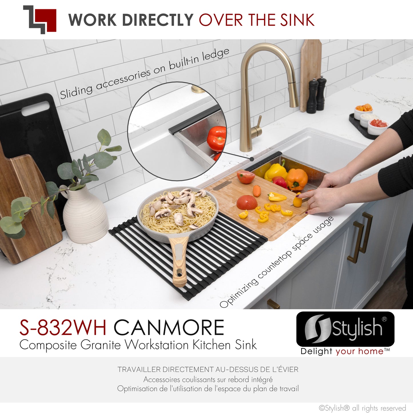 Stylish 32" Composite Granite Workstation Kitchen Sink