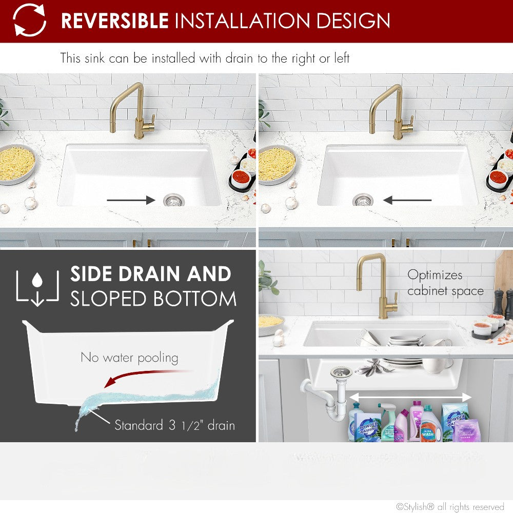 Stylish 32" Composite Granite Workstation Kitchen Sink