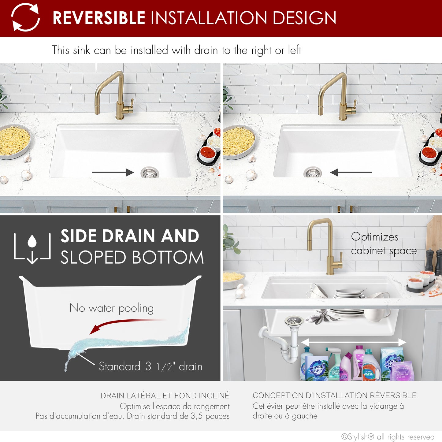 Stylish 32" Composite Granite Workstation Kitchen Sink