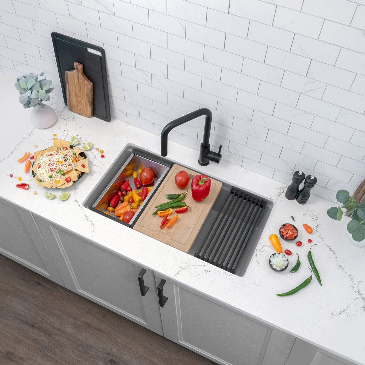 Stylish 32" Composite Granite Workstation Kitchen Sink