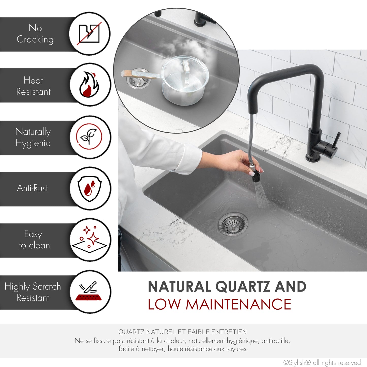 Stylish 32" Composite Granite Workstation Kitchen Sink