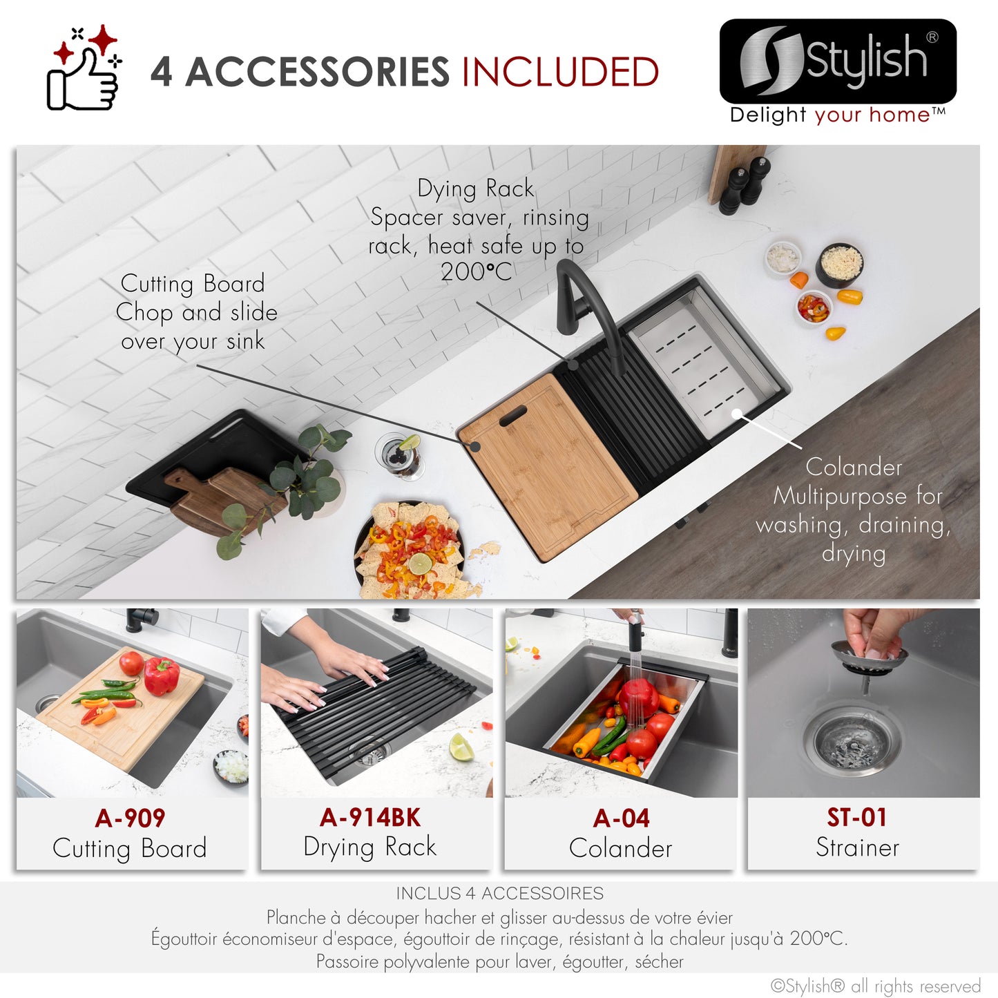 Stylish 32" Composite Granite Workstation Kitchen Sink