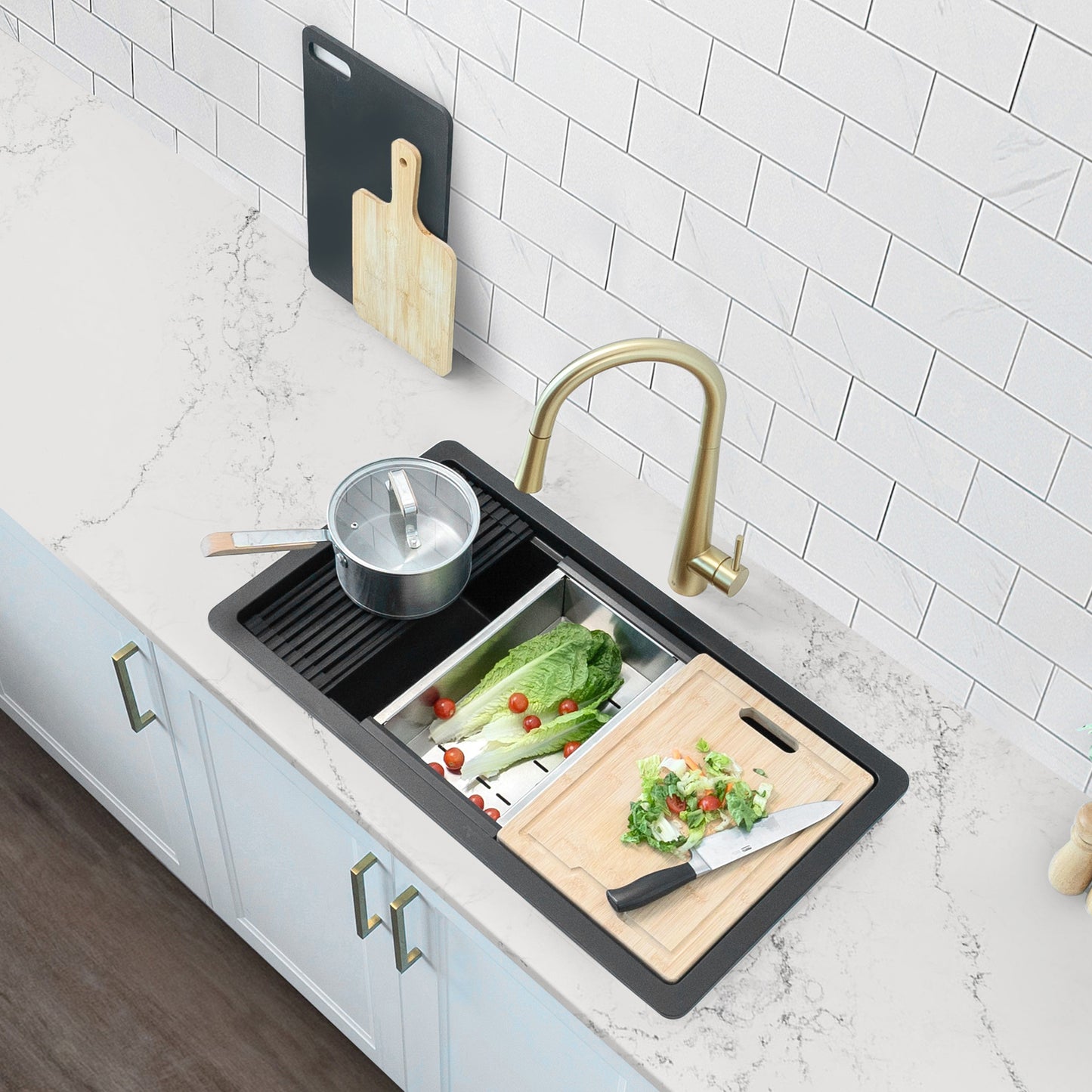 Stylish 32" Composite Granite Workstation Kitchen Sink