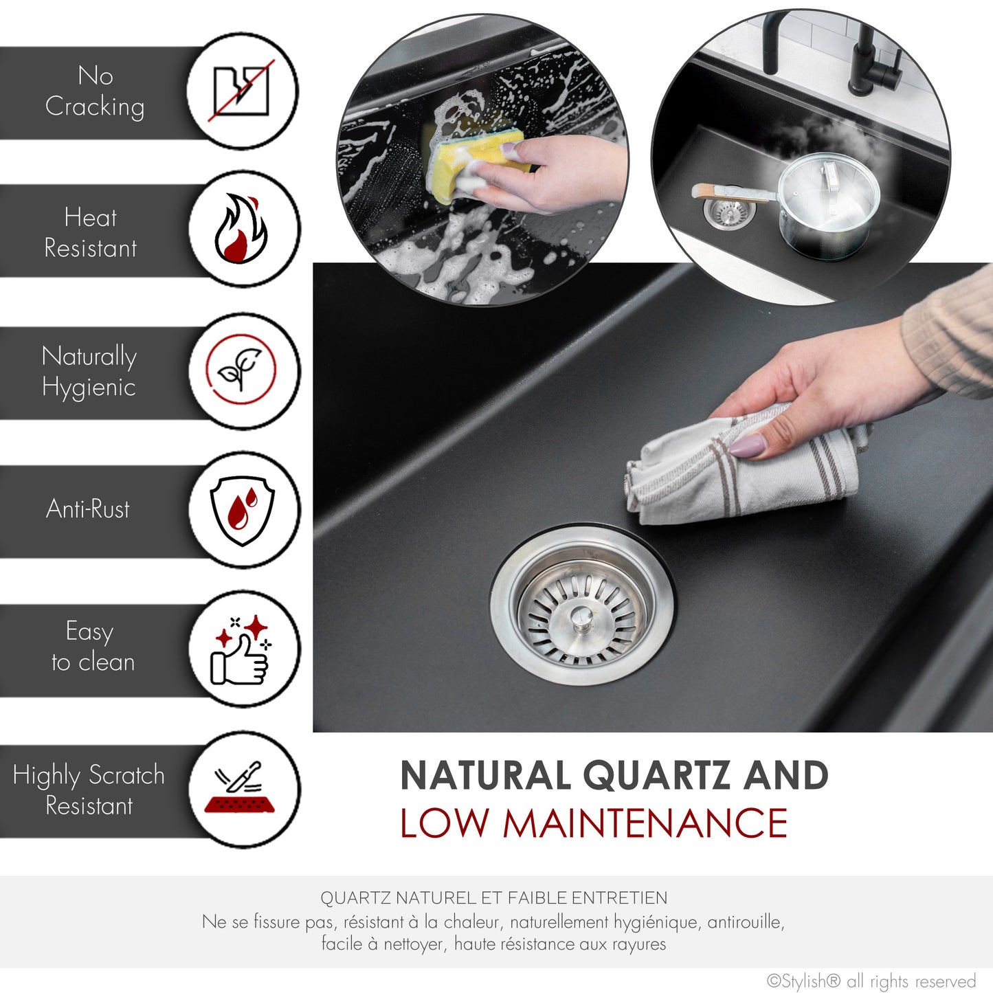 Stylish 32" Composite Granite Workstation Kitchen Sink