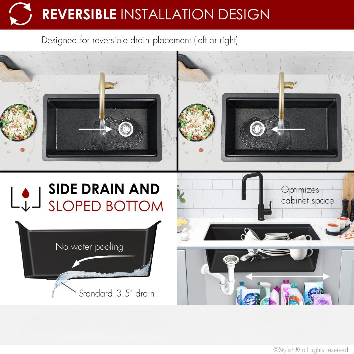 Stylish 32" Composite Granite Workstation Kitchen Sink