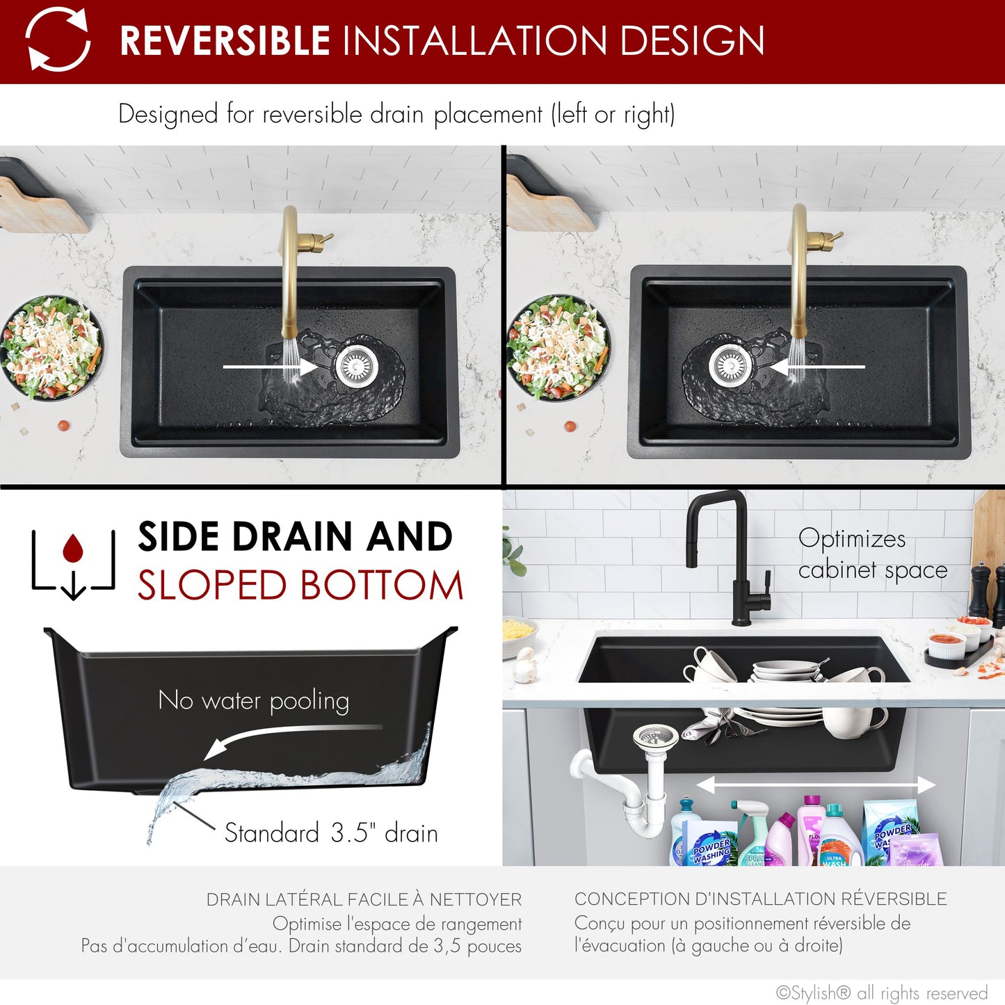 Stylish 32" Composite Granite Workstation Kitchen Sink