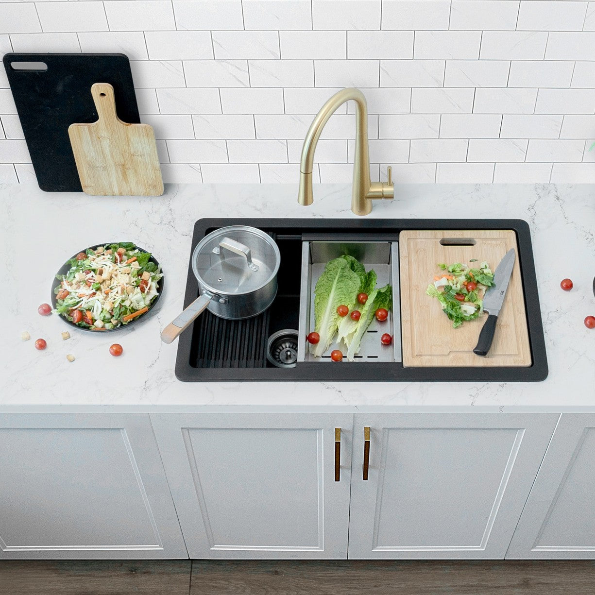 Stylish 32" Composite Granite Workstation Kitchen Sink