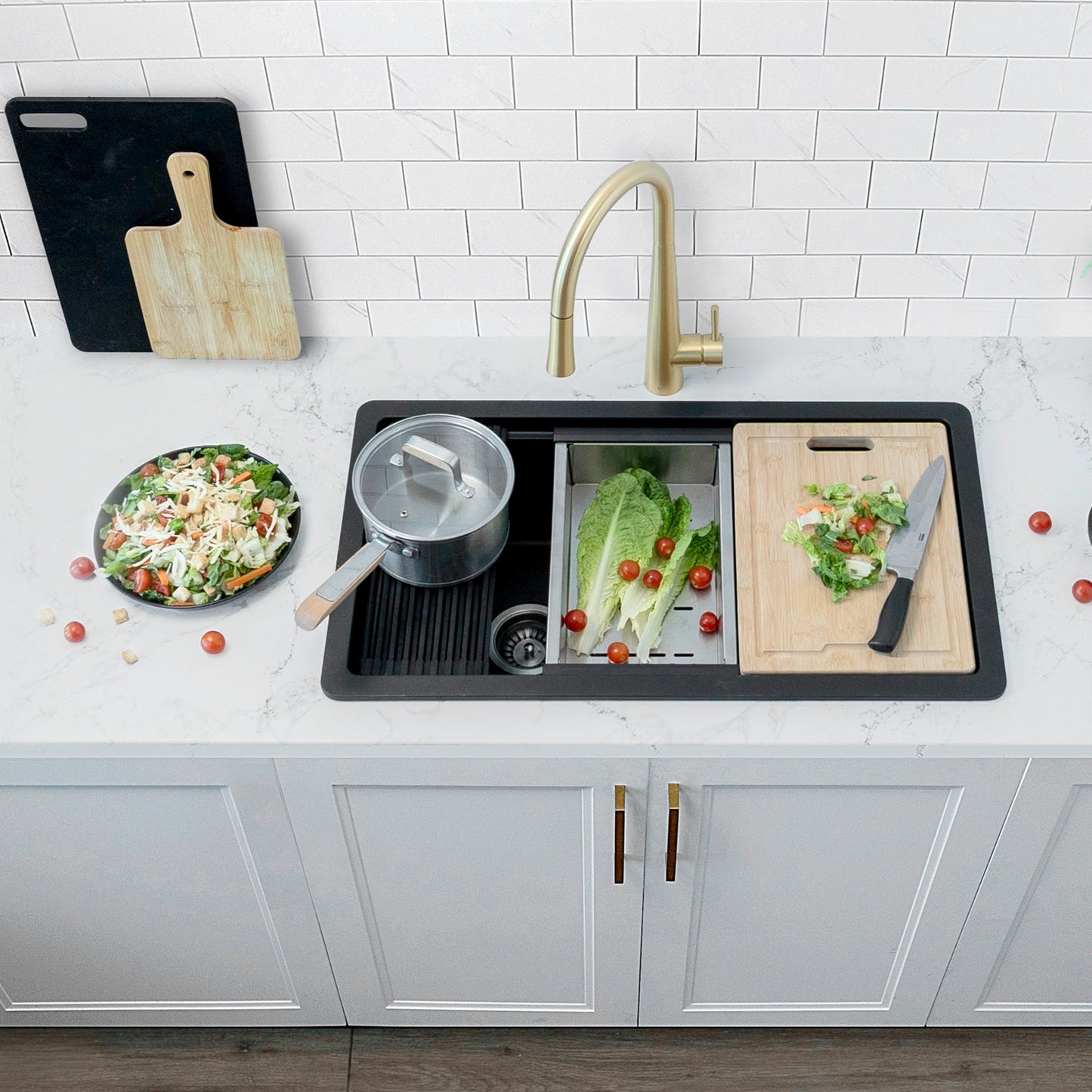 Stylish 32" Composite Granite Workstation Kitchen Sink