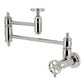 Kingston Brass KS3103RKZ Wendell Wall Mount Pot Filler Faucet with Knurled Handle, Antique Brass in polished nickel finish