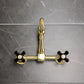 Kingston KS1263PKX Duchess Two-Handle Wall Mount Bridge Kitchen Faucet, Antique Brass