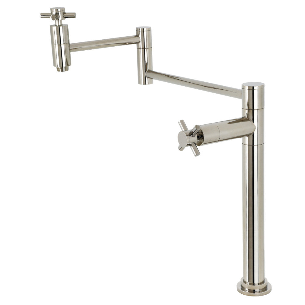Kingston Brass KS8707DX Concord Deck Mount Pot Filler Faucet, Brushed Brass, sleek brushed nickel design, foldable swing arms