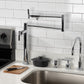 Kingston Brass KS4703ML Milano Deck Mount Pot Filler Faucet, Antique Brass in a modern kitchen setting.