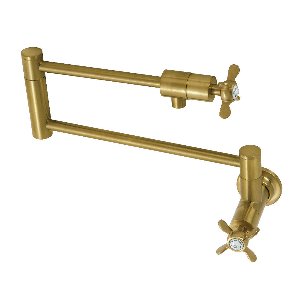 Kingston Brass KS4103BEX Essex Wall Mount Pot Filler Faucet, Antique Brass with foldable swing arms