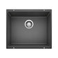 BLANCO Precis SILGRANIT 21" Single Bowl Undermount Kitchen Sink in Anthracite, perfect for small kitchens.