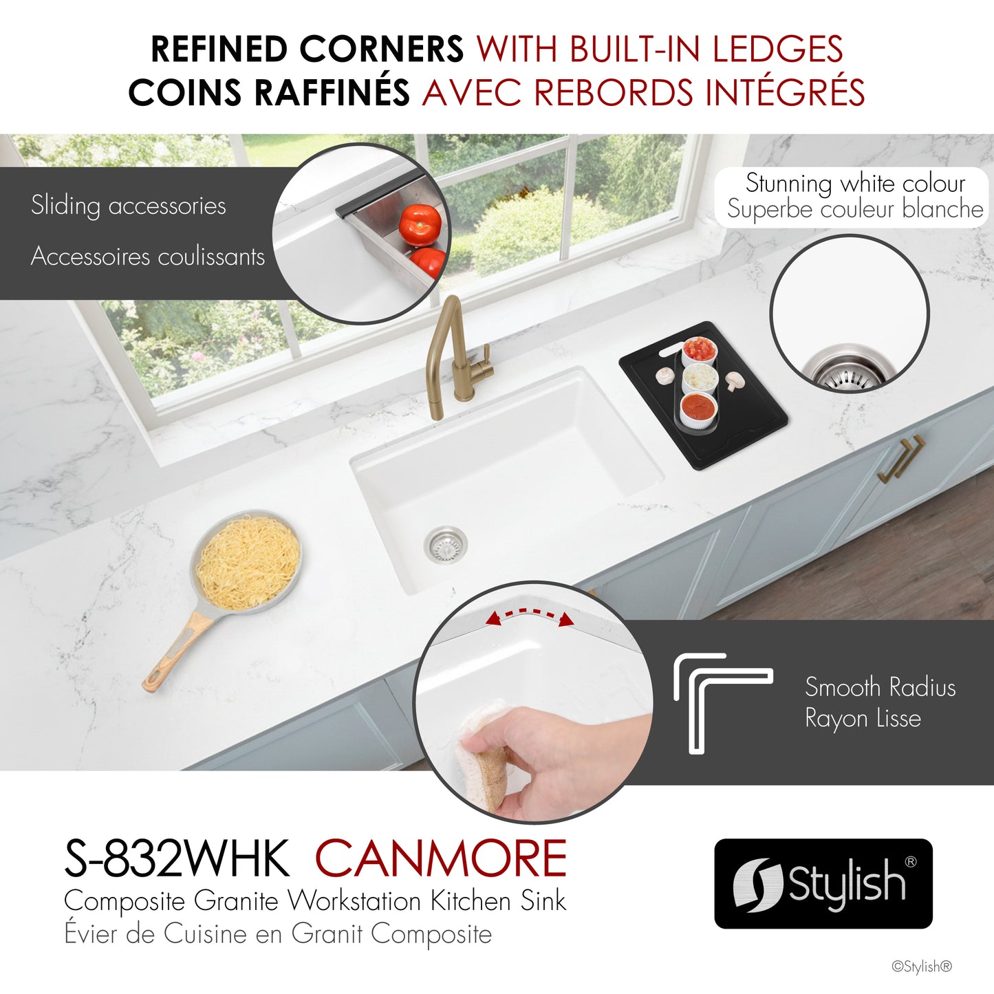 Stylish 32" Composite Granite Workstation Kitchen Sink