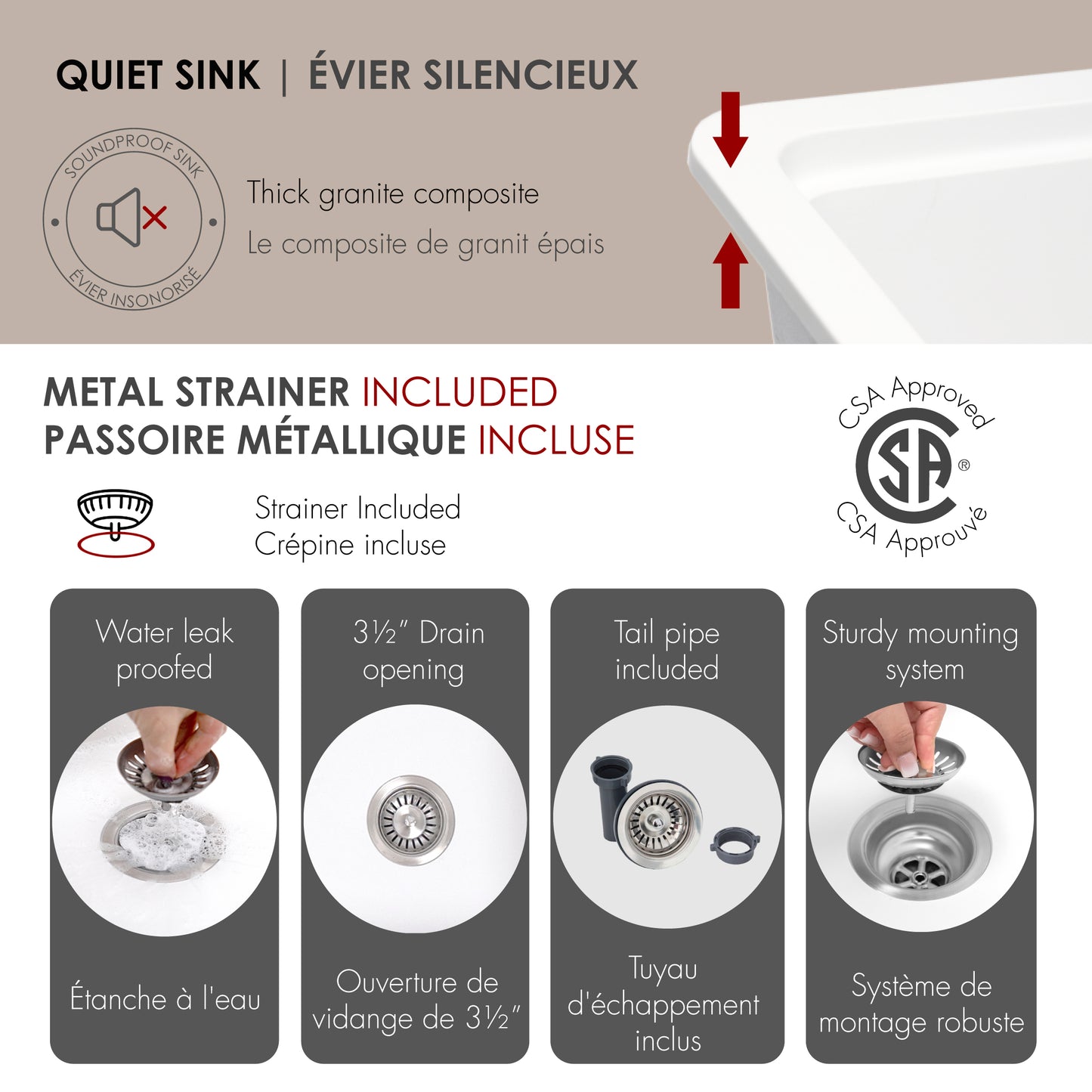 Stylish 32" Composite Granite Workstation Kitchen Sink