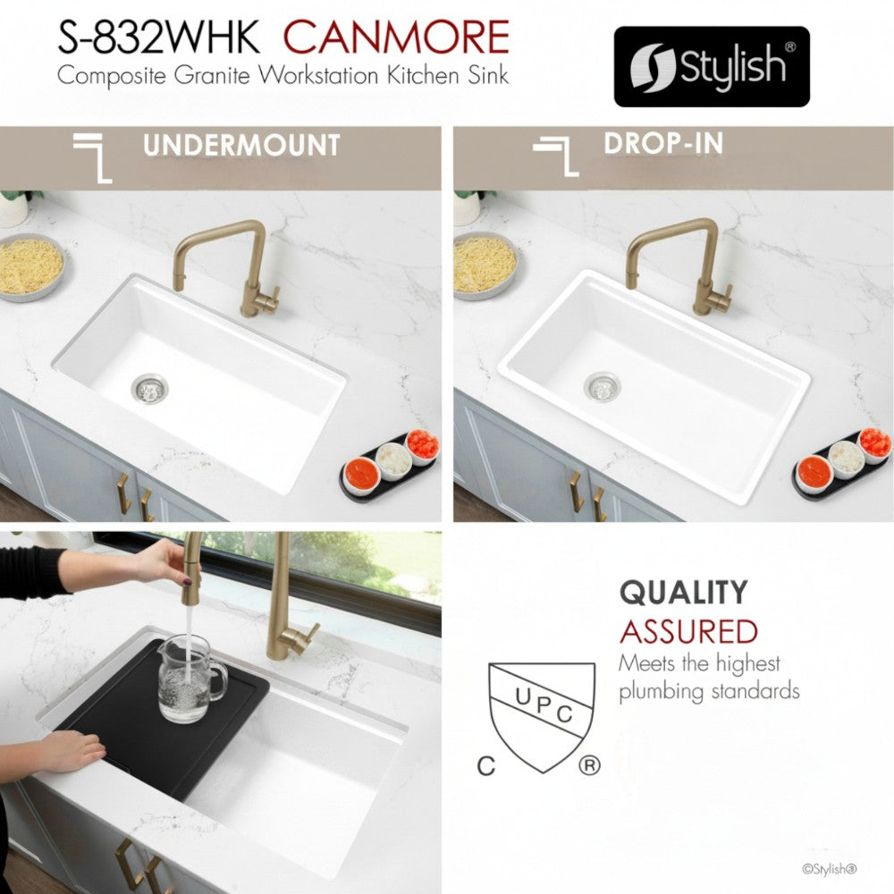 Stylish 32" Composite Granite Workstation Kitchen Sink