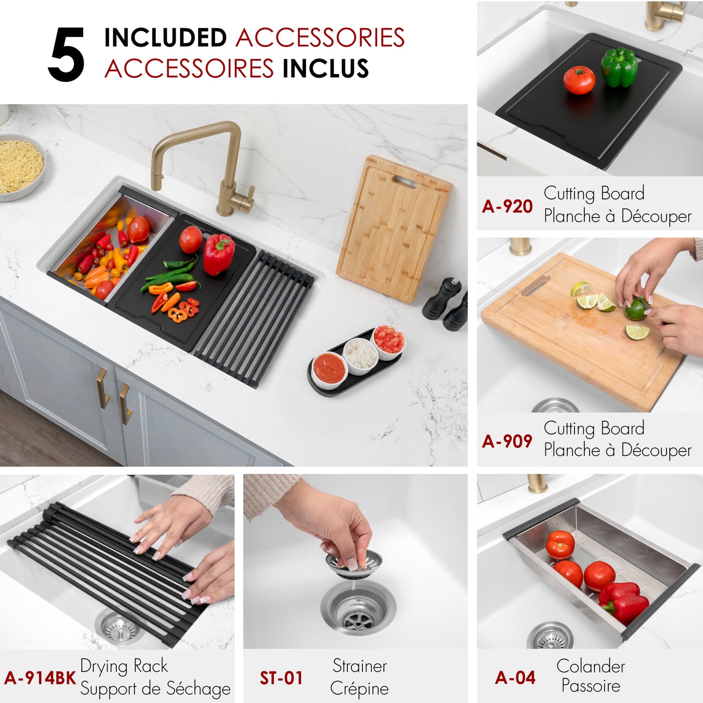 Stylish 32" Composite Granite Workstation Kitchen Sink