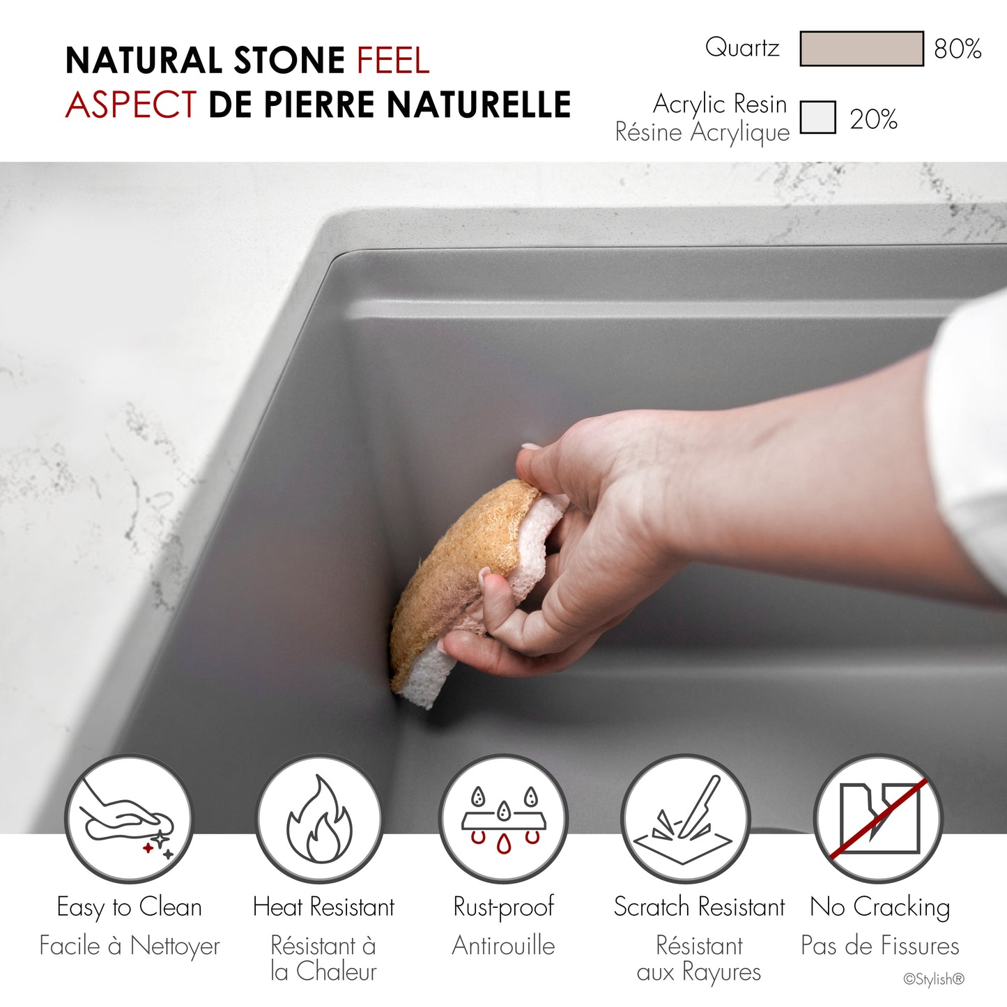 Stylish 32" Composite Granite Workstation Kitchen Sink