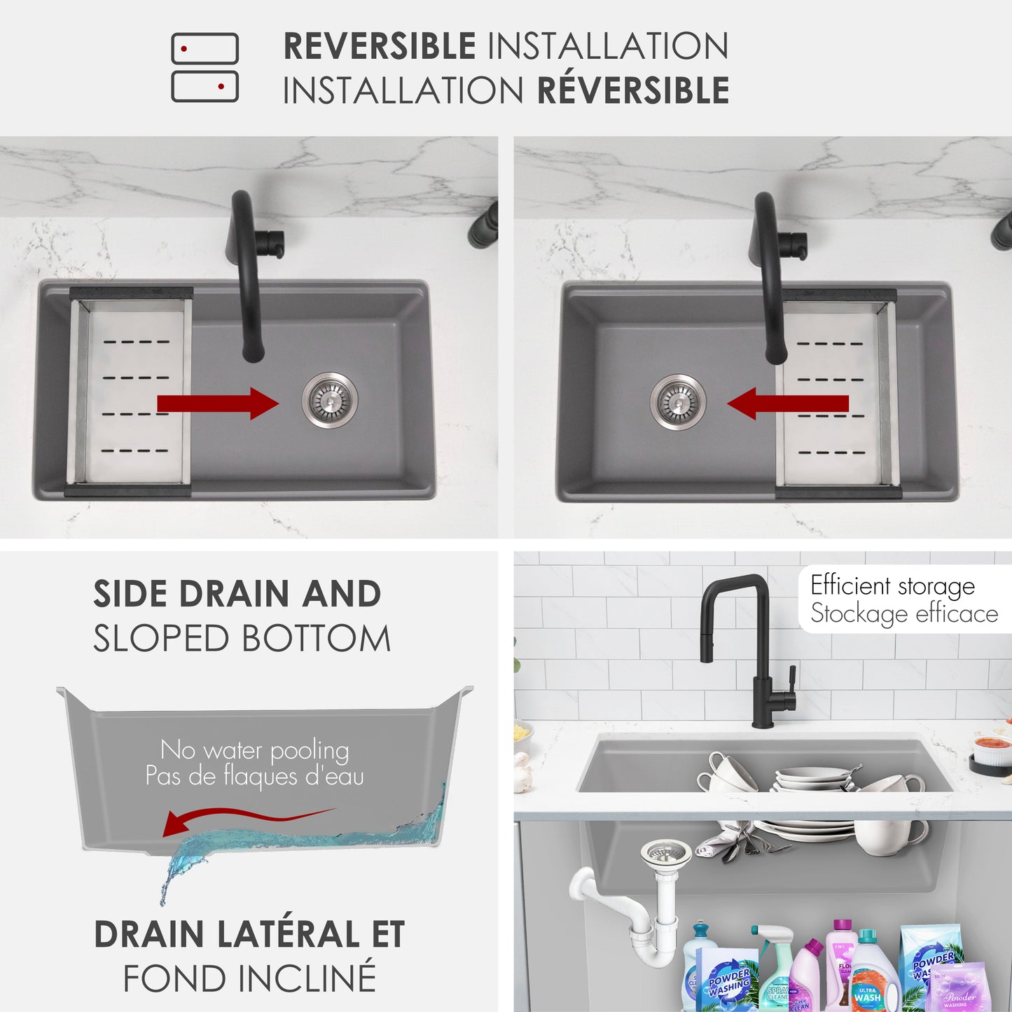 Stylish 32" Composite Granite Workstation Kitchen Sink