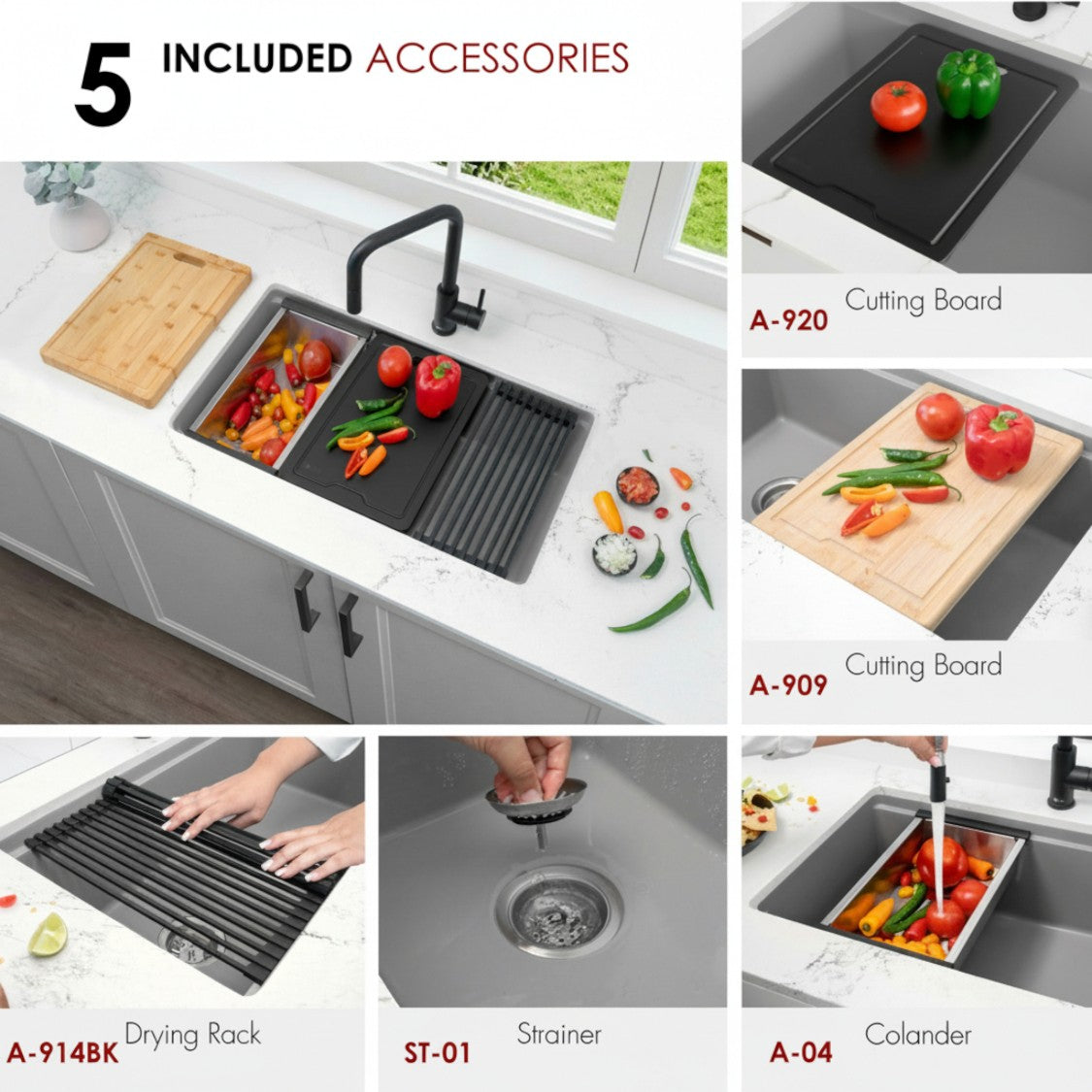 Stylish 32" Composite Granite Workstation Kitchen Sink