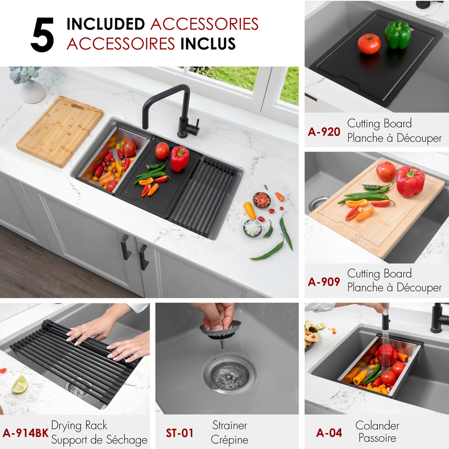 Stylish 32" Composite Granite Workstation Kitchen Sink