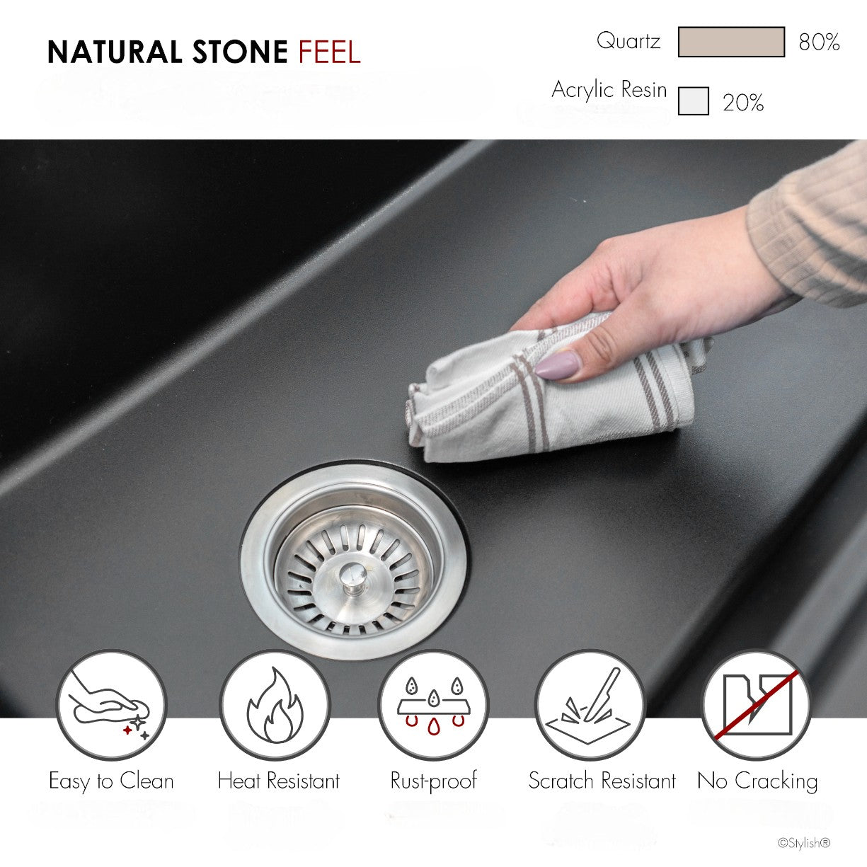 Stylish 32" Composite Granite Workstation Kitchen Sink