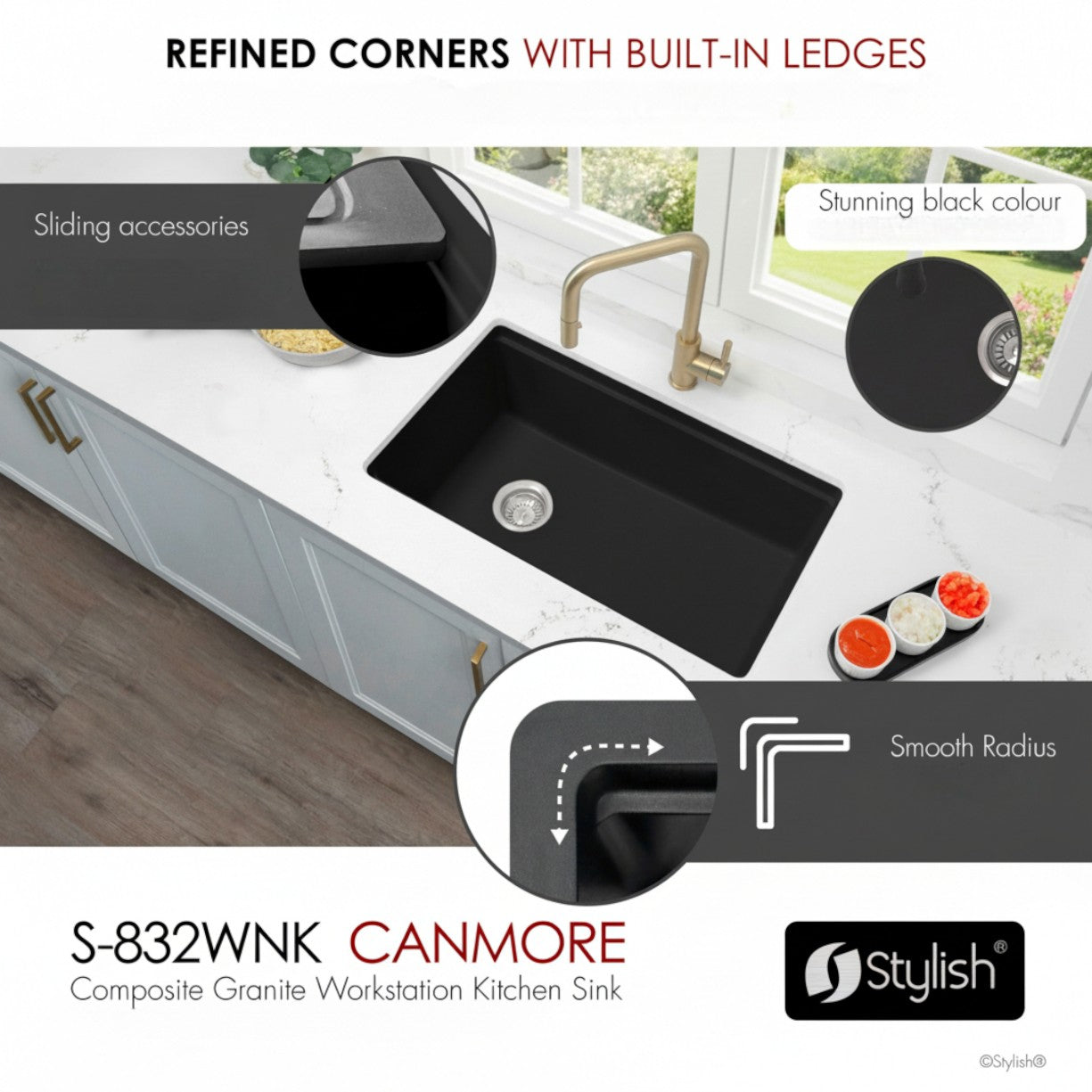 Stylish 32" Composite Granite Workstation Kitchen Sink