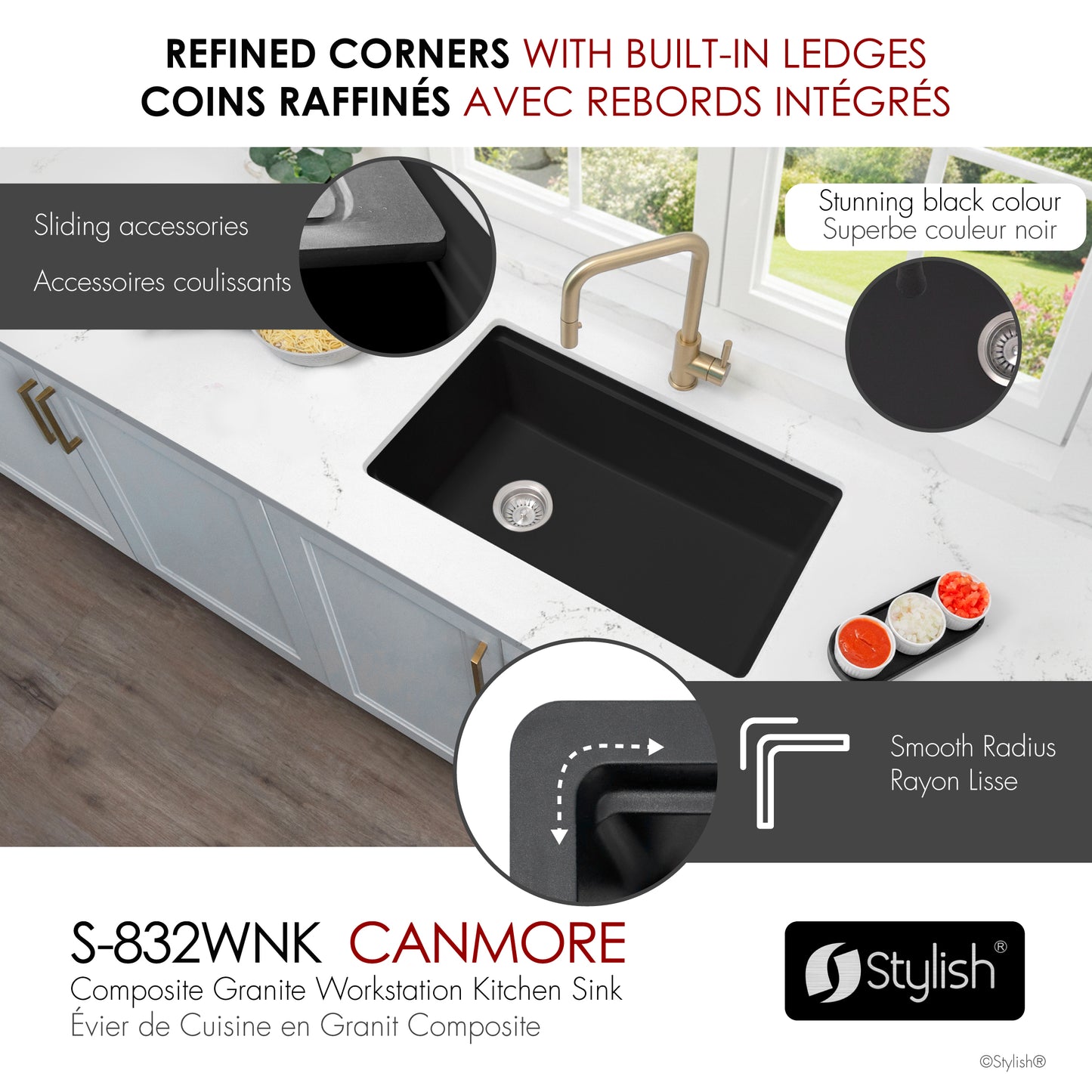 Stylish 32" Composite Granite Workstation Kitchen Sink