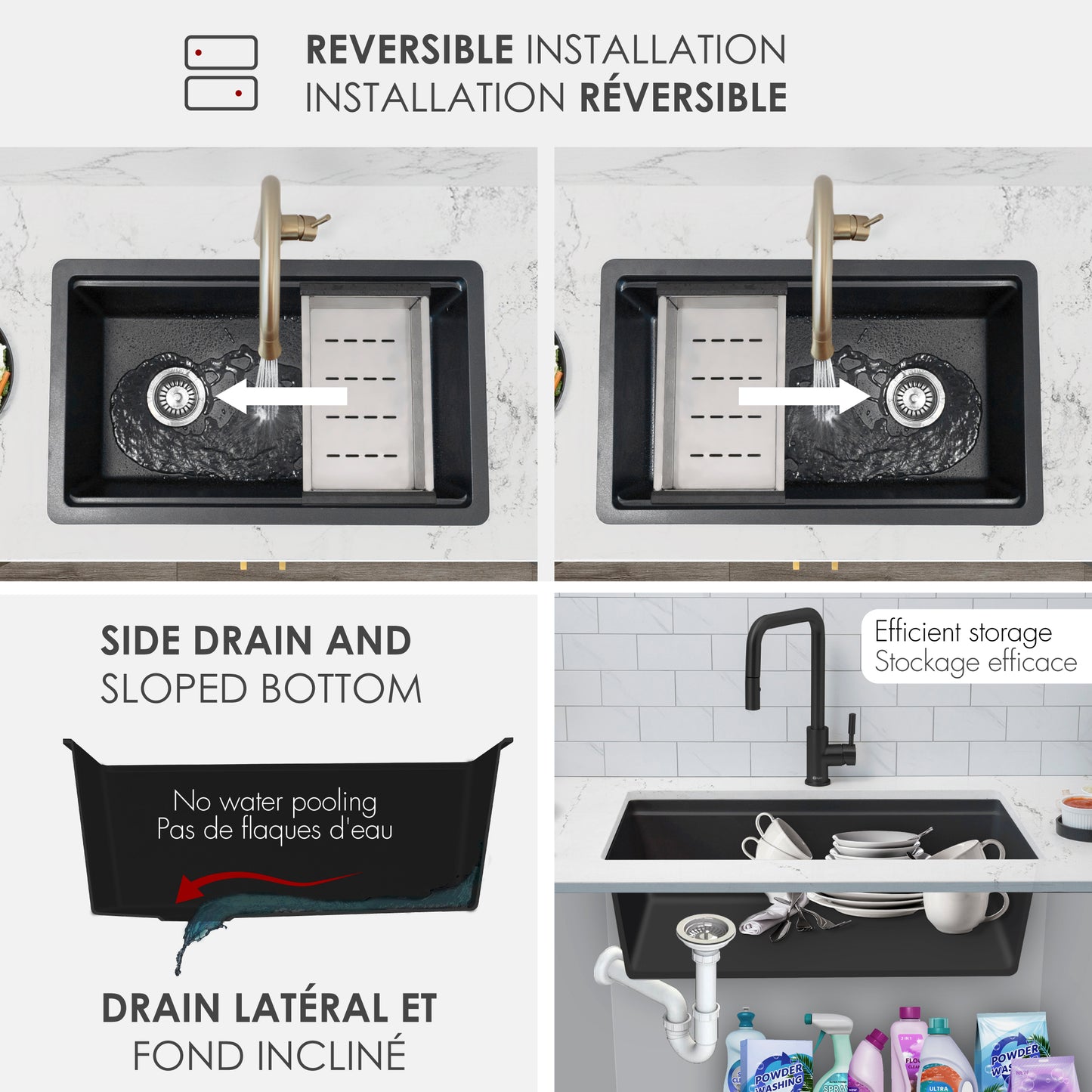 Stylish 32" Composite Granite Workstation Kitchen Sink