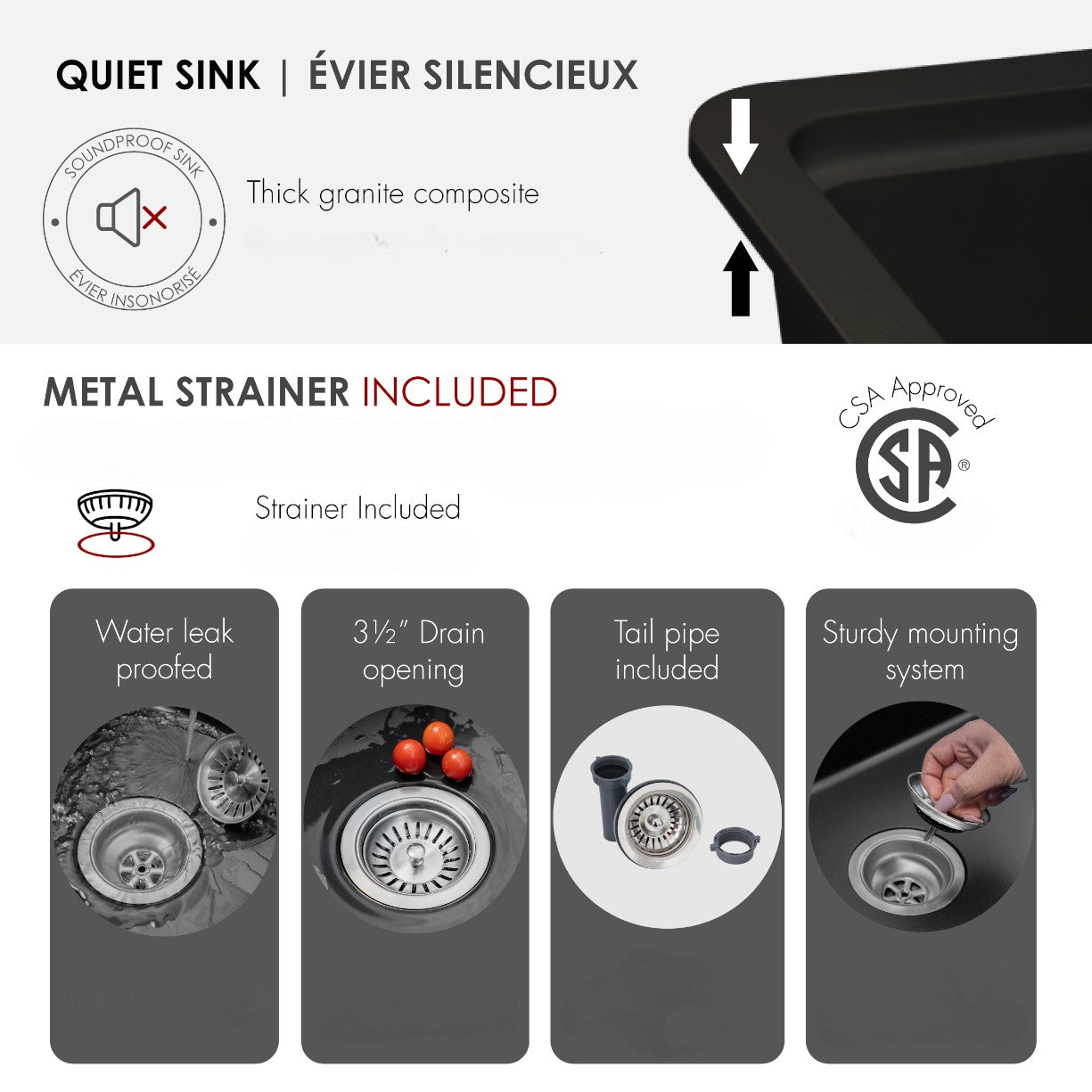 Stylish 32" Composite Granite Workstation Kitchen Sink