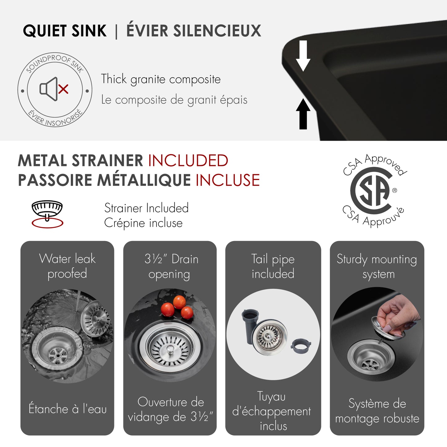 Stylish 32" Composite Granite Workstation Kitchen Sink