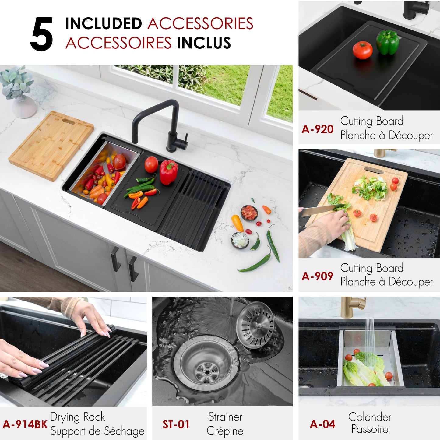 Stylish 32" Composite Granite Workstation Kitchen Sink