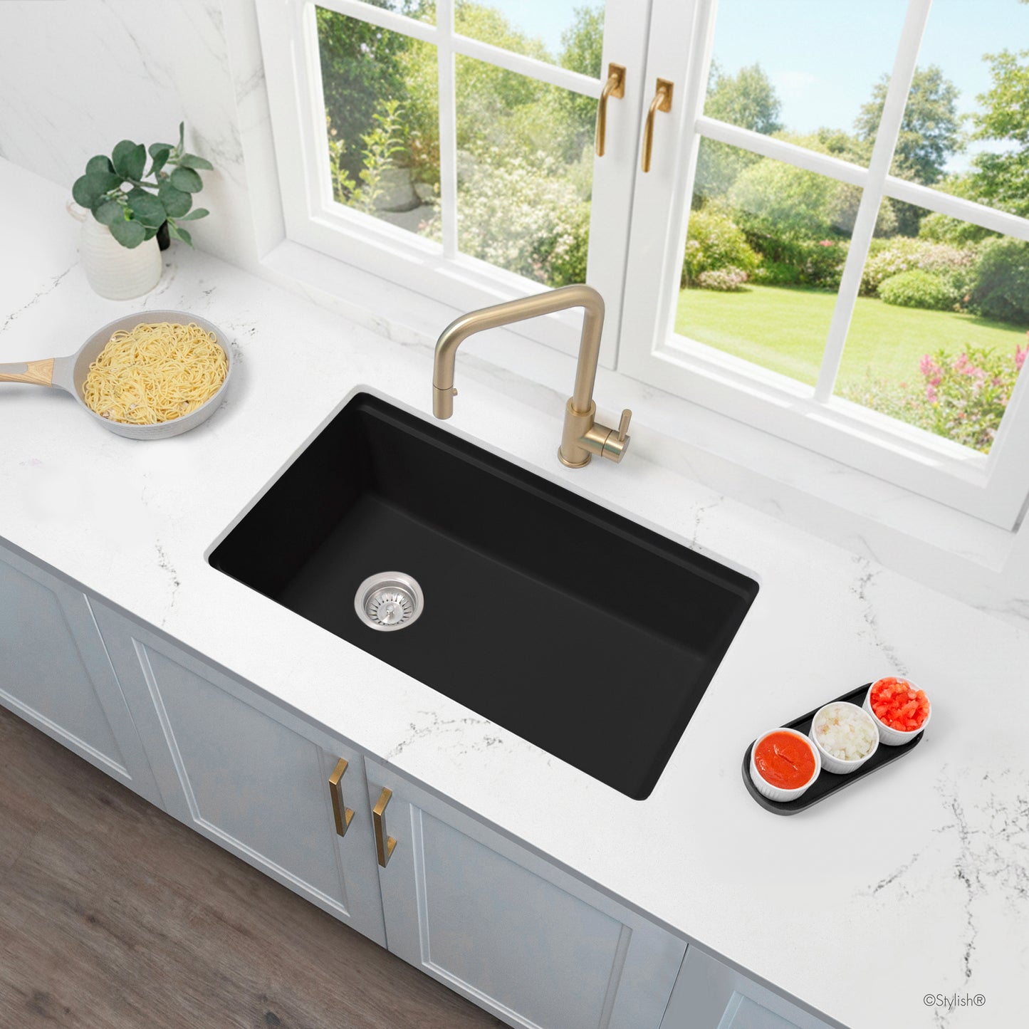 Stylish 32" Composite Granite Workstation Kitchen Sink