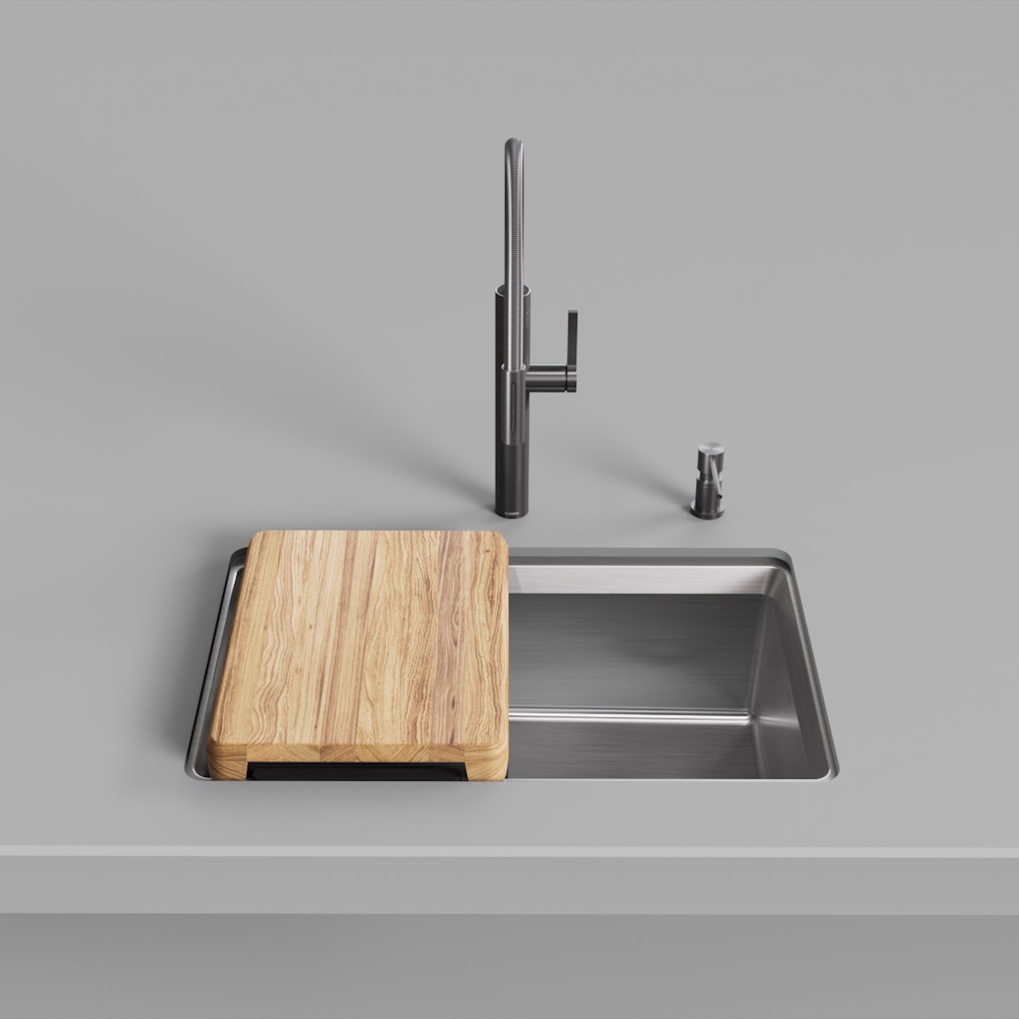BLANCO Inteos 30" Single Bowl Reversible Undermount Stainless Steel Workstation Kitchen Sink with a wooden cutting board