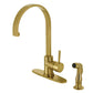 Kingston Brass LS8713DLSP Concord Kitchen Faucet with Side Sprayer showcasing high-arc gooseneck design and sleek styling.