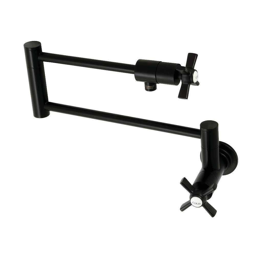 Kingston Brass KS4107ZX Millennium Wall Mount Pot Filler Faucet, Brushed Brass in matte black finish