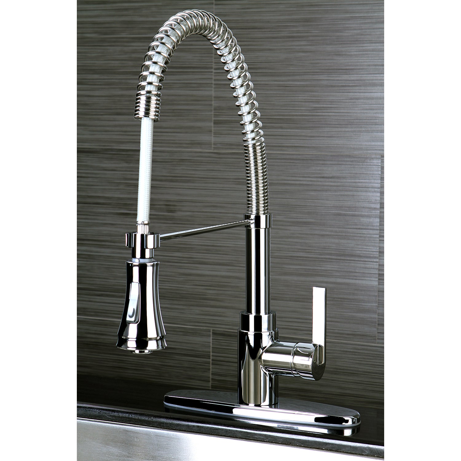 Gourmetier GSY8878CTL Continental Single-Handle Deck-Mount Pre-Rinse Kitchen Faucet, Brushed Nickel