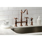 Kingston KS1273AXBS Heritage Bridge Kitchen Faucet with Brass Sprayer, Antique Brass