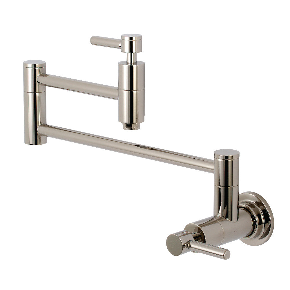 Kingston Brass KS8103DL Concord Wall Mount Pot Filler Faucet, Antique Brass with polished nickel finish.