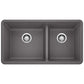 BLANCO Precis SILGRANIT 33" 60/40 Double Bowl Undermount Kitchen Sink