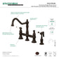 Kingston KS3277PLBS Restoration Bridge Kitchen Faucet with Brass Sprayer, Brushed Brass image showcasing its unique design and features.