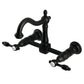 Kingston KS1263TAL Tudor Two-Handle Wall Mount Bridge Kitchen Faucet, Antique Brass in matte black finish
